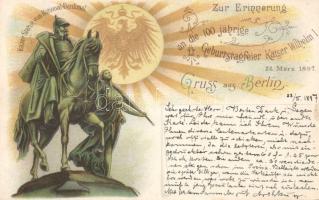 1897 Berlin Kaiser monument anniversary litho