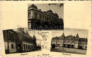 Szolnok, Városháza, Megyeháza, vasútállomás + "Engedélyezem! Sokszorosítható! Dr. Buzássy Lajos kir. ügyészségi alelnök" (ragasztónyom / glue marks)