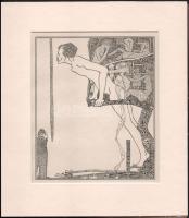 Kozma Lajos (1884-1948): Támaszkodva. Nyomat, papír, jelzett a nyomaton, paszpartuban, 19,5×16,5 cm