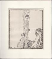 Kozma Lajos (1884-1948): Szecessziós aktok. Nyomat, papír, jelzett a nyomaton, paszpartuban, 19,5×16,5 cm
