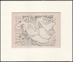 Henri Matisse (1869-1954): Női akt, cinkográfia, papír, jelzett a cinkográfián, paszpartuban, 11×15 cm