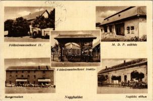 Nagyhalász, MDP székház, Földmívesszövetkezet irodája, Hengermalom, napközi otthon (EK)