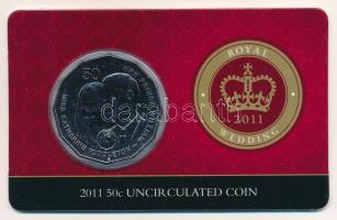 Ausztrália 2011. 50c Cu-Ni "Vilmos és Katalin esküvője" bliszterben T:UNC Australia 2011. 50 Cents Cu-Ni "William and Kate Royal Wedding" in coincard C:UNC Krause KM#1567