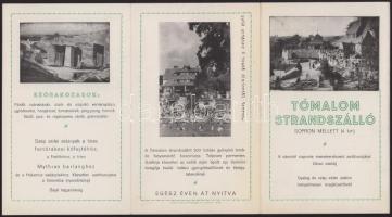 cca 1930-1940 Sopron, Tómalom strandszálló, fekete-fehér képekkel illusztrált prospektus, kihajtva: ...