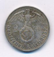 Német Harmadik Birodalom 1937E 2M Ag "Hindenburg" T:XF portré oldalon ragasztó/lakk? German Third Reich 1937E 2 Mark Ag "Hindenburg" C:XF with glue or laquer layer on the portrait side  Krause KM#93