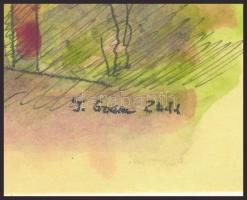 Stefan Grecu (-): Szentendre. Akvarell, tus, papír, jelzett, kartonra kasírozva, 15x21 cm