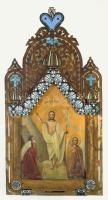 Kétoldalas ikon - Feltámadás / Szent Miklós. Ikonosztáz vagy triptichon része?, orosz, cca 19. sz. v...