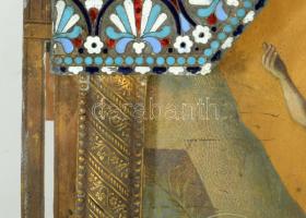 Kétoldalas ikon - Feltámadás / Szent Miklós. Ikonosztáz vagy triptichon része?, orosz, cca 19. sz. v...