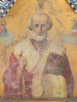 Kétoldalas ikon - Feltámadás / Szent Miklós. Ikonosztáz vagy triptichon része?, orosz, cca 19. sz. v...