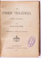 Madách Imre: Az ember tragédiája. Drámai költemény. Bp., 1893, Athenaeum. Kiadói festett foltos egés...