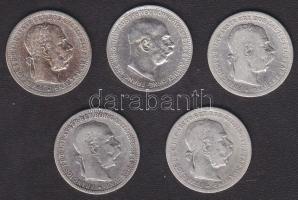 Ausztria 1893-1915. 1K Ag (5x) mind klf évszámmal T:2,3