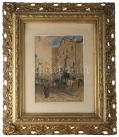 Theodor von Ehrmanns (1865-1923), Austrian painter: Osztrák v. német óváros. Akvarell, papír, jelzet...