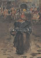 Theodor von Ehrmanns (1865-1923), Austrian painter: Osztrák v. német óváros. Akvarell, papír, jelzet...