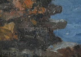 Hans Printz (1865-1925), Austrian painter: Vízparti város. Olaj, vászon, jelezve balra lent (keret á...