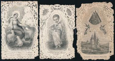 ca 1865 3 db csipke litho szentkép sérüléssel