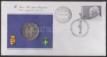 1991 "II.János Pál pápa látogatása" első napi érmés és bélyeges boríték T:BU