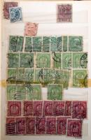 Régi vegyes, részben rendezetlen több ezer külföldi bélyeg 1 közepes és 2 kisebb berakóban, 5 db cse...