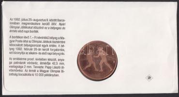 1992 "Barcelona-magyar csapat" emlékérem bélyeges borítékon T:PP Csak 10000db! R!