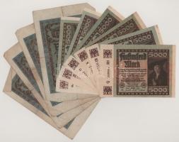 Német Birodalom 1920-1922. 10db-os bankjegytétel: 100M + 5000M T:vegyes German Empire 1920-1922. 10pcs banknote lot: 100 Mark + 5000 Mark C:mixed