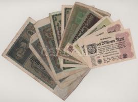 Német Birodalom 1919-1923. 10db-os bankjegytétel T:vegyes German Empire 1919-1923. 10pcs banknote lot C:mixed