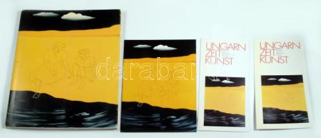 Ungarn Zeit Kunst. András Bernát, László Fehér, Éva Köves, László Mulasics, Tamás (Thomas) Olescher, Gábor Ösz, János Szirtes. Mit Beiträgen von Lászlo Béke, Katalin Néray, Meinrad Maria Grewing. Sankt Augustin, 1991, Konrad-Adenauer-Stiftung, 84 p. + 6 sztl. lev. Benne 3 db prospektussal a kiállításról. Német nyelven. Gazdag képanyaggal. Kiadói papírkötés, javított kötéssel.