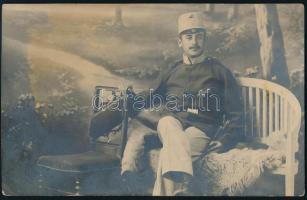 1914 Katonaportré, elküldött fotólap, 9×14 cm