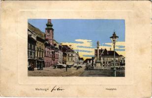 1911 Maribor, Marburg a. D.; Hauptplatz, Möbel Lager, Zahnarzt / main square, shop of K. Pichler, dentist (b)