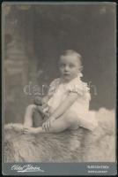 1903 Nagybecskerek, Oldal István fotográfus fiáról készült portré, keményhátú fotó a fotós által feliratozva, 16,5×10,5 cm