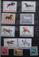 41 db közepes méretű berakó, bennük régi és modern magyar és külföldi bélyegek az egész világból. Ér...