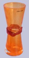 Bell Arte olasz üveg váza. anyagában színezett, szálrátéttel. Jelzett, hibátlan m: 17 cm