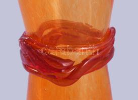 Bell Arte olasz üveg váza. anyagában színezett, szálrátéttel. Jelzett, hibátlan m: 17 cm