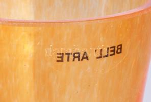 Bell Arte olasz üveg váza. anyagában színezett, szálrátéttel. Jelzett, hibátlan m: 17 cm