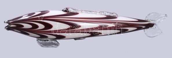 Nagy méretű üveg hal. Anyagában színezett, hibátlan, 45 cm