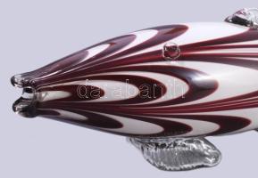 Nagy méretű üveg hal. Anyagában színezett, hibátlan, 45 cm