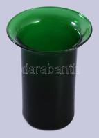 Zöld karimás váza. Anyagában színezett, formába öntött, hibátlan 21 cm