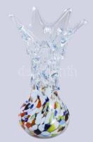 Színes muranói hutaüveg váza. Anyagában színezett, hibátlan 26 cm