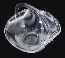 Kosár formájú kínáló hutaüveg, jelzés nélkül, hibátlan, m: 21x20 cm