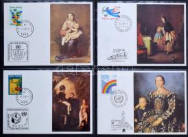 320 db külföldi CM sok festmény motívummal nagyalakú gyűrűs CM / képeslap berakóban, oldalként 4 férőhelyes