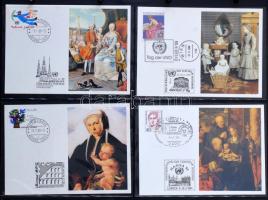 320 db külföldi CM sok festmény motívummal nagyalakú gyűrűs CM / képeslap berakóban, oldalként 4 fér...