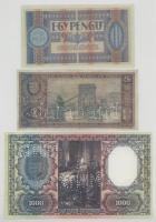 3db-os másolat tétel pengő bankjegyekről, benne: 1927. 1000P + 1926. 5P + 1938. 1P