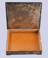 ca 1930 Budapest Zoo Állatkert iparművész krómozott fém doboz plakettel. 14x12 cm