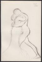 Erdei Viktor (1879 - 1945) Szerelmes pár kő-papír rajza (8x12,5cm)