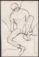 Erdei Viktor (1879 - 1945) Rabság kő-papír rajza (8x12,5cm)