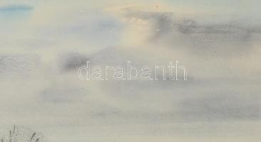 Szalóky Sándor (1921-1978): Balatoni hangulat. Akvarell, papír, jelezve jobbra lent, hátoldalán Képc...