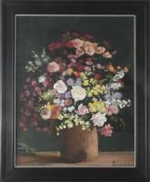 Péntek Éva (1936-2025): Csendélet. Olaj, farost, jelzett, fakeretben, 50×40 cm