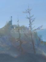 Mizser Pál (1941-2021): Hajnalpír. Tempera, farost, jelzett, hátoldalán Szőnyi István Alkotóközösség...