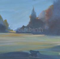 Mizser Pál (1941-2021): Hajnalpír. Tempera, farost, jelzett, hátoldalán Szőnyi István Alkotóközösség...