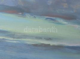 Mizser Pál (1941-2021): Hajnalpír. Tempera, farost, jelzett, hátoldalán Szőnyi István Alkotóközösség...