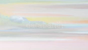 Mizser Pál (1941-2021): Hajnalpír. Tempera, farost, jelzett, hátoldalán Szőnyi István Alkotóközösség...