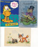 15 db MODERN motívum képeslap: poén, reklám, humor, rajzfilm; vegyes minőségben